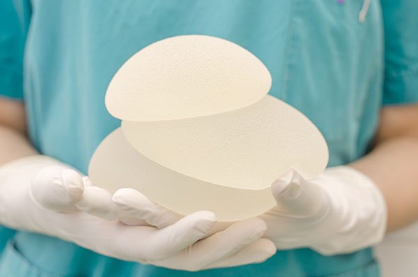 Silicone breast implant for breast augmentation in plastic surgery